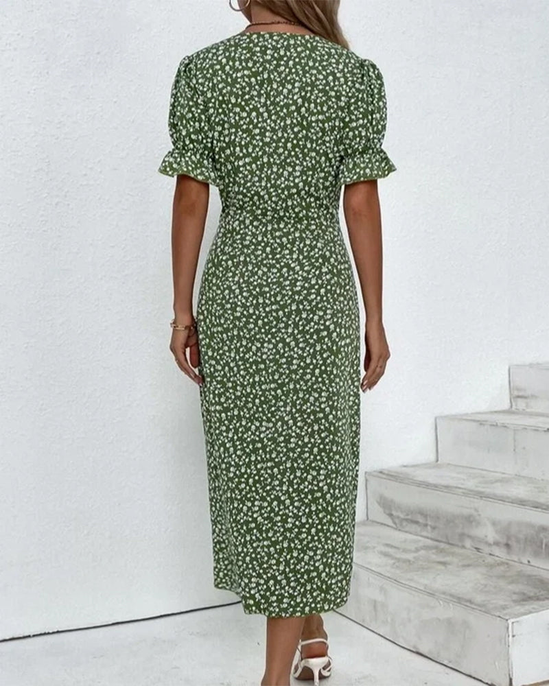 Daysi™ - Floral Print V-Neck Dress