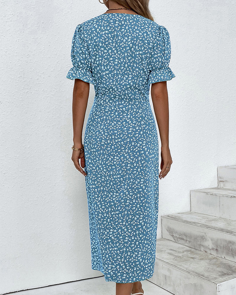 Daysi™ - Floral Print V-Neck Dress