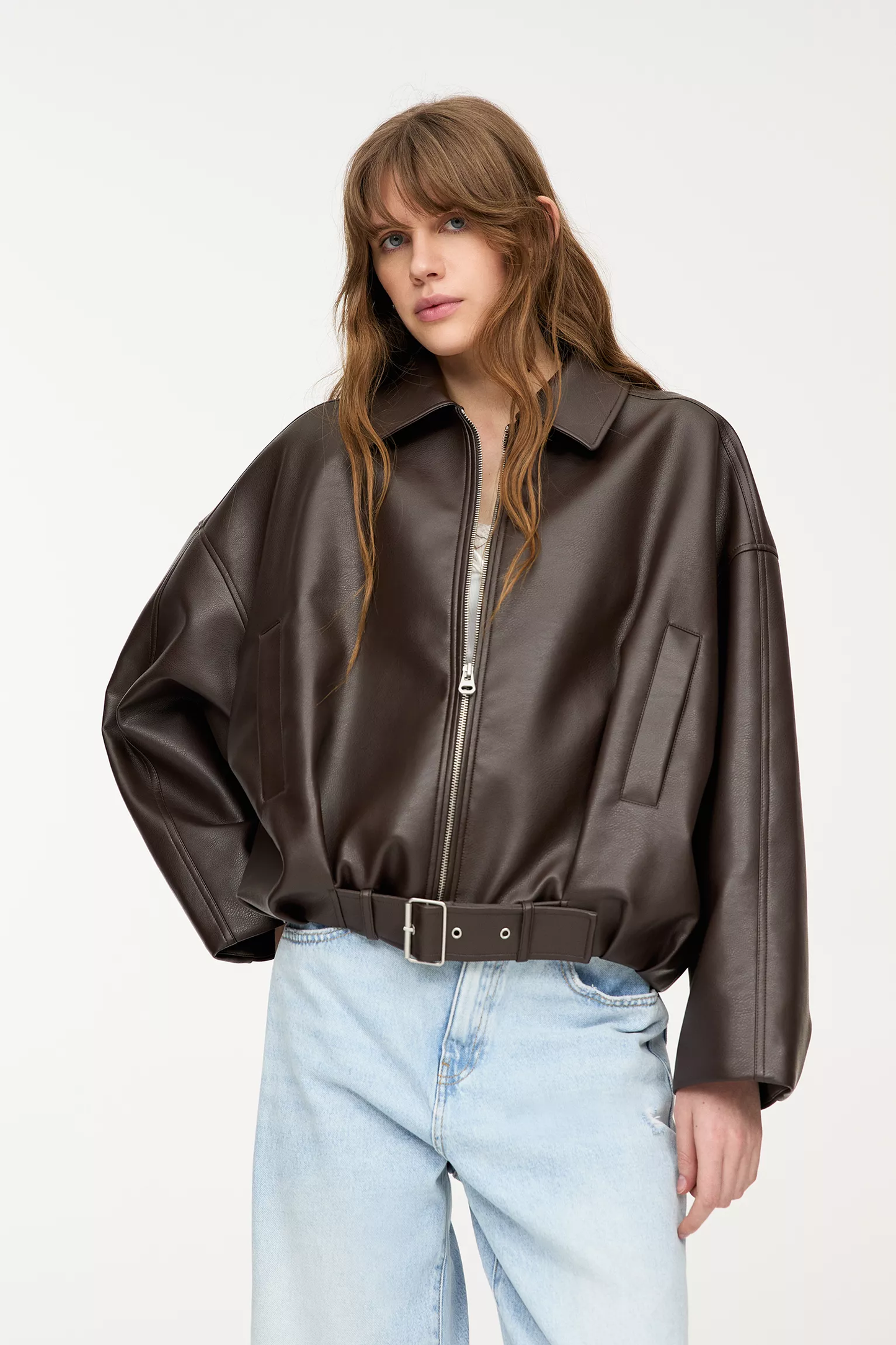 Nara™ - Oversized Faux Leather Bomber Jacket