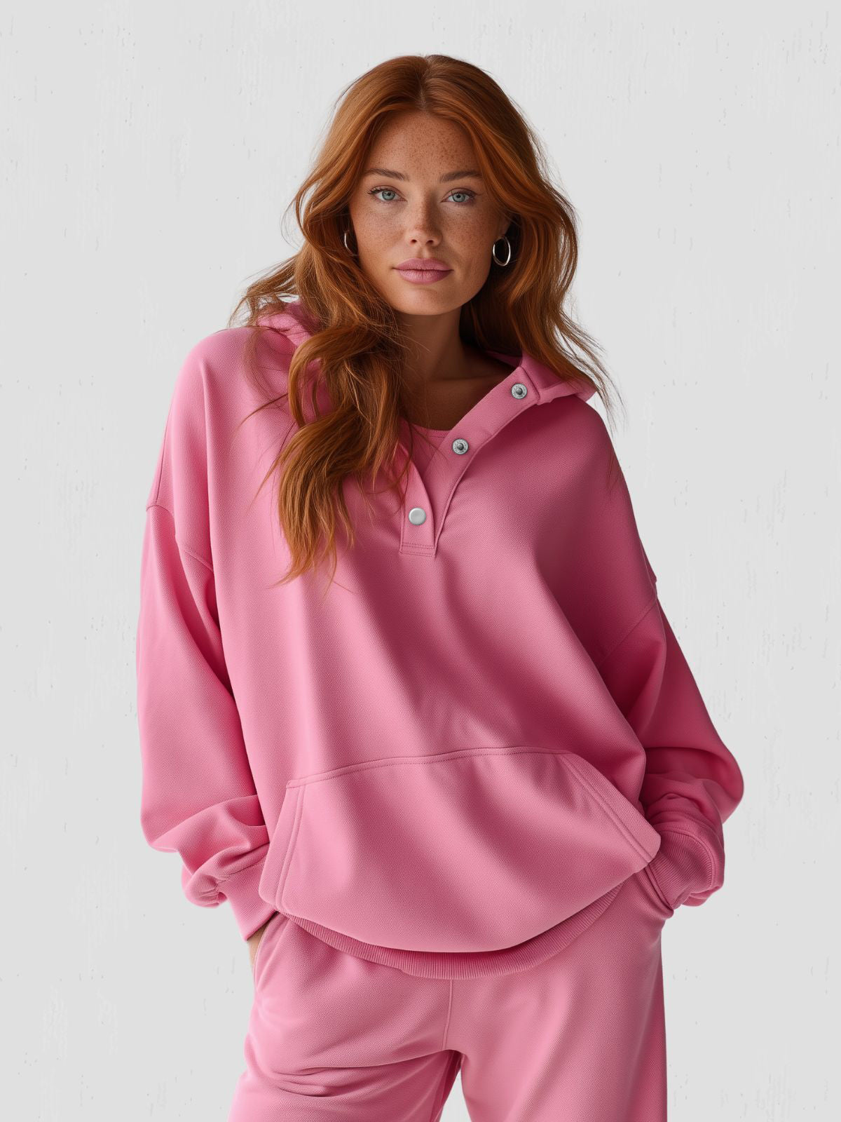 Penelope - Oversized Hoodie with Press-Stud Fastening