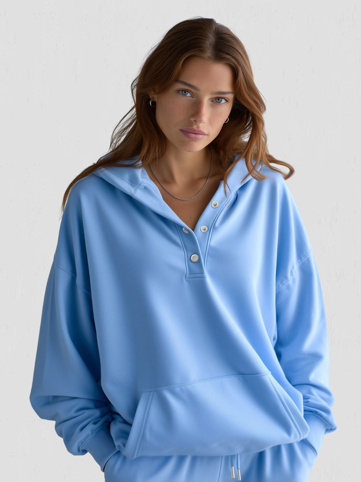 Penelope - Oversized Hoodie with Press-Stud Fastening