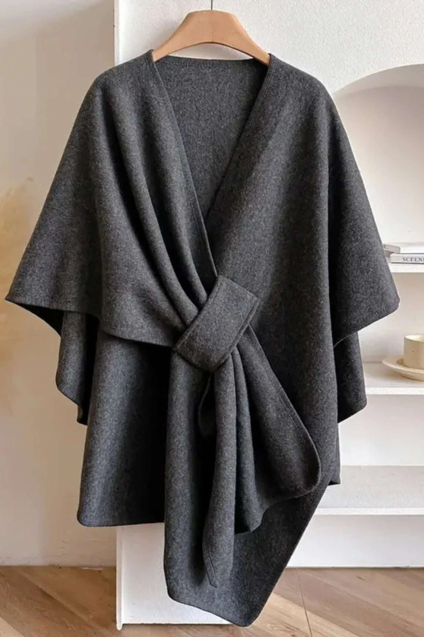 Coralia - Front-Tie Cape Coat for Autumn and Winter