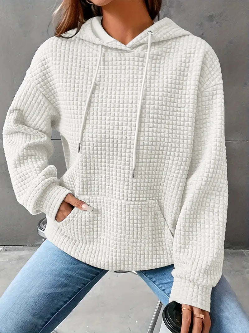 Tiana - Waffle Knit Hoodie Sweatshirt