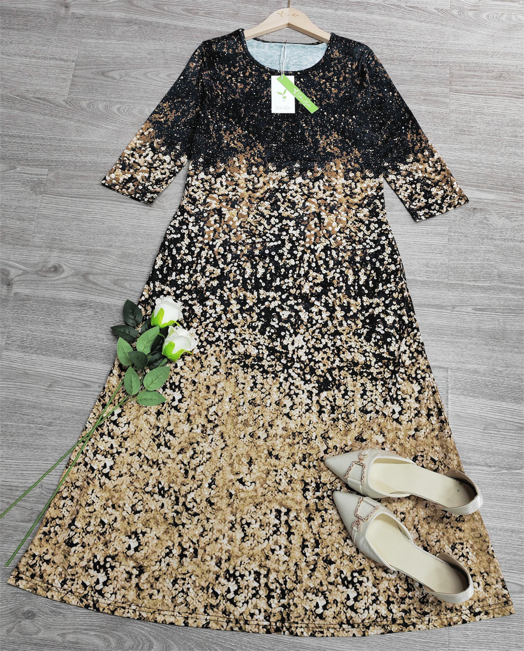 Nubia™ - Beautiful Gold Midi Dress for Parties
