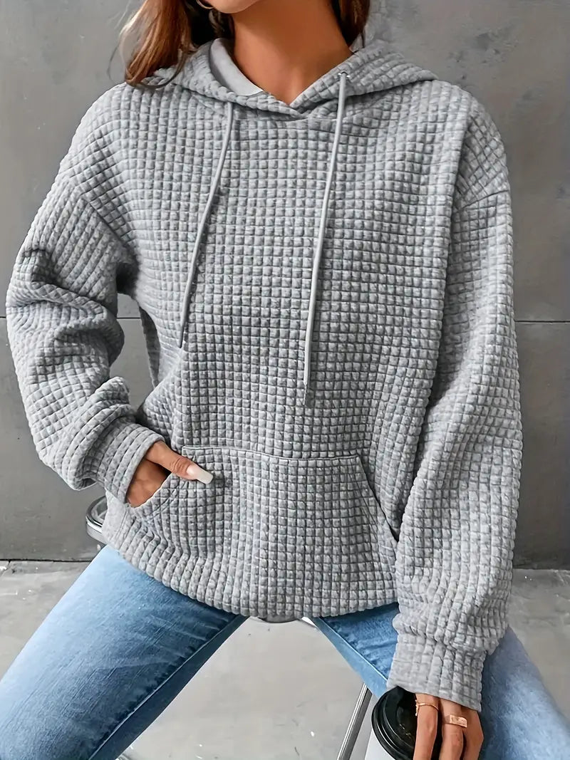 Tiana - Waffle Knit Hoodie Sweatshirt