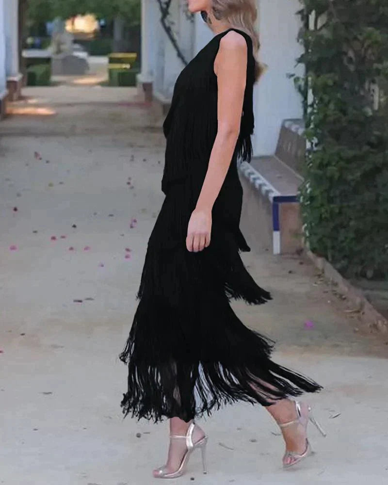 Xyla - Midi dress with fringes