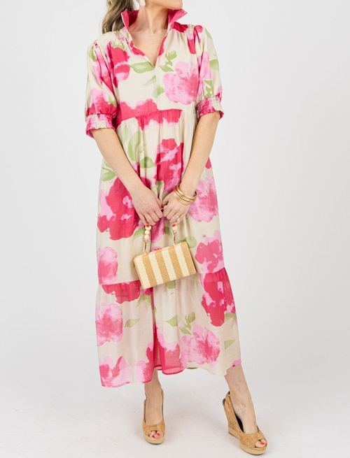 Yone™ - Abstract Floral Print Midi Dress