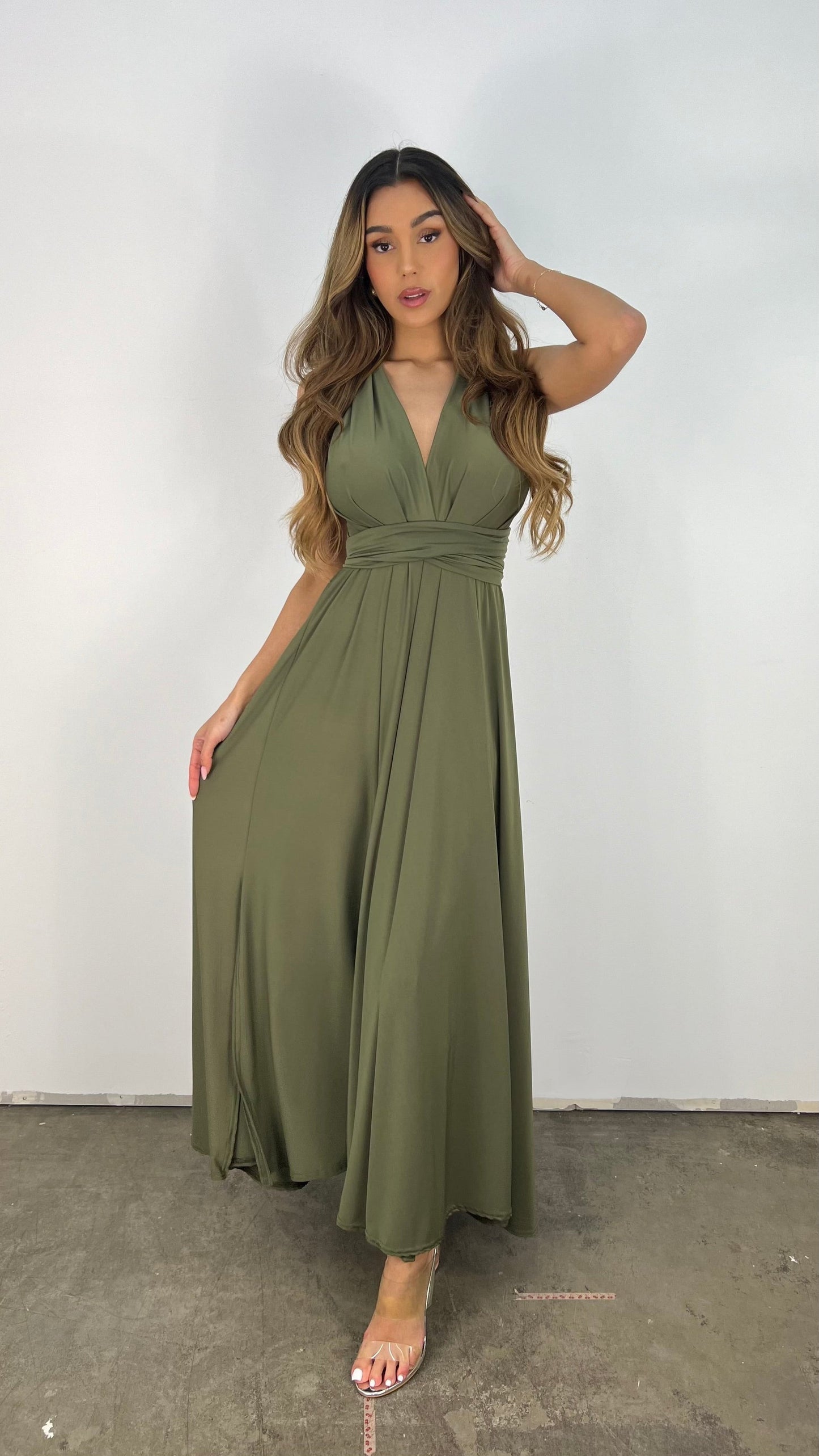 Sarisha™ - Elegant Long V-Neck Dress