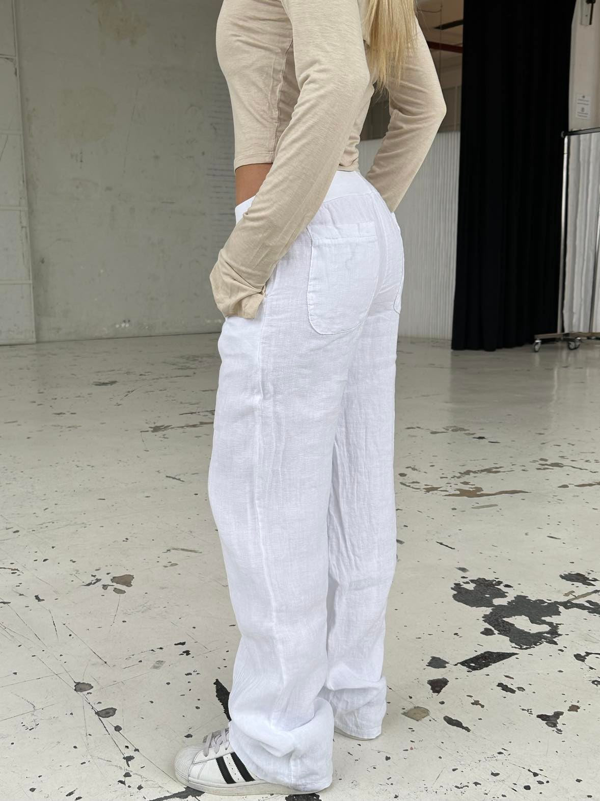 Angel - Straight cut linen trousers with double layer.