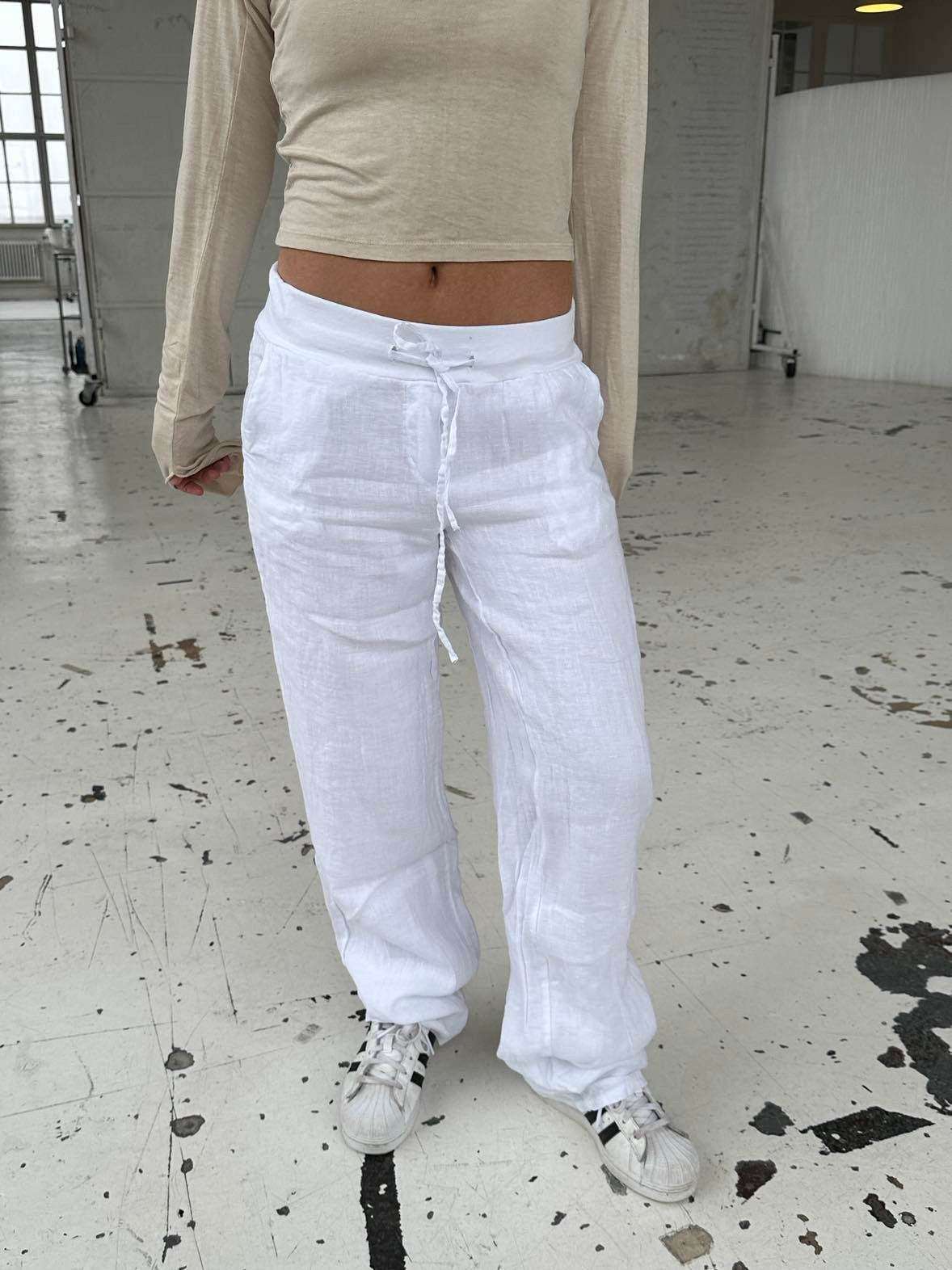 Angel - Straight cut linen trousers with double layer.