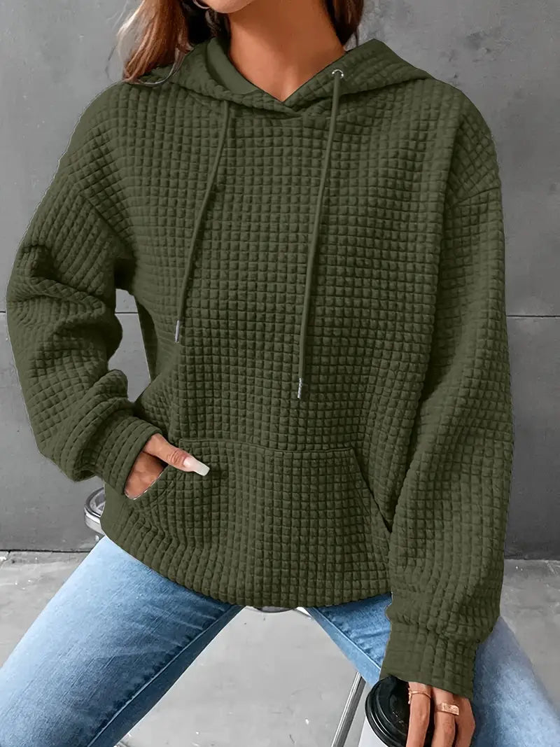 Tiana - Waffle Knit Hoodie Sweatshirt