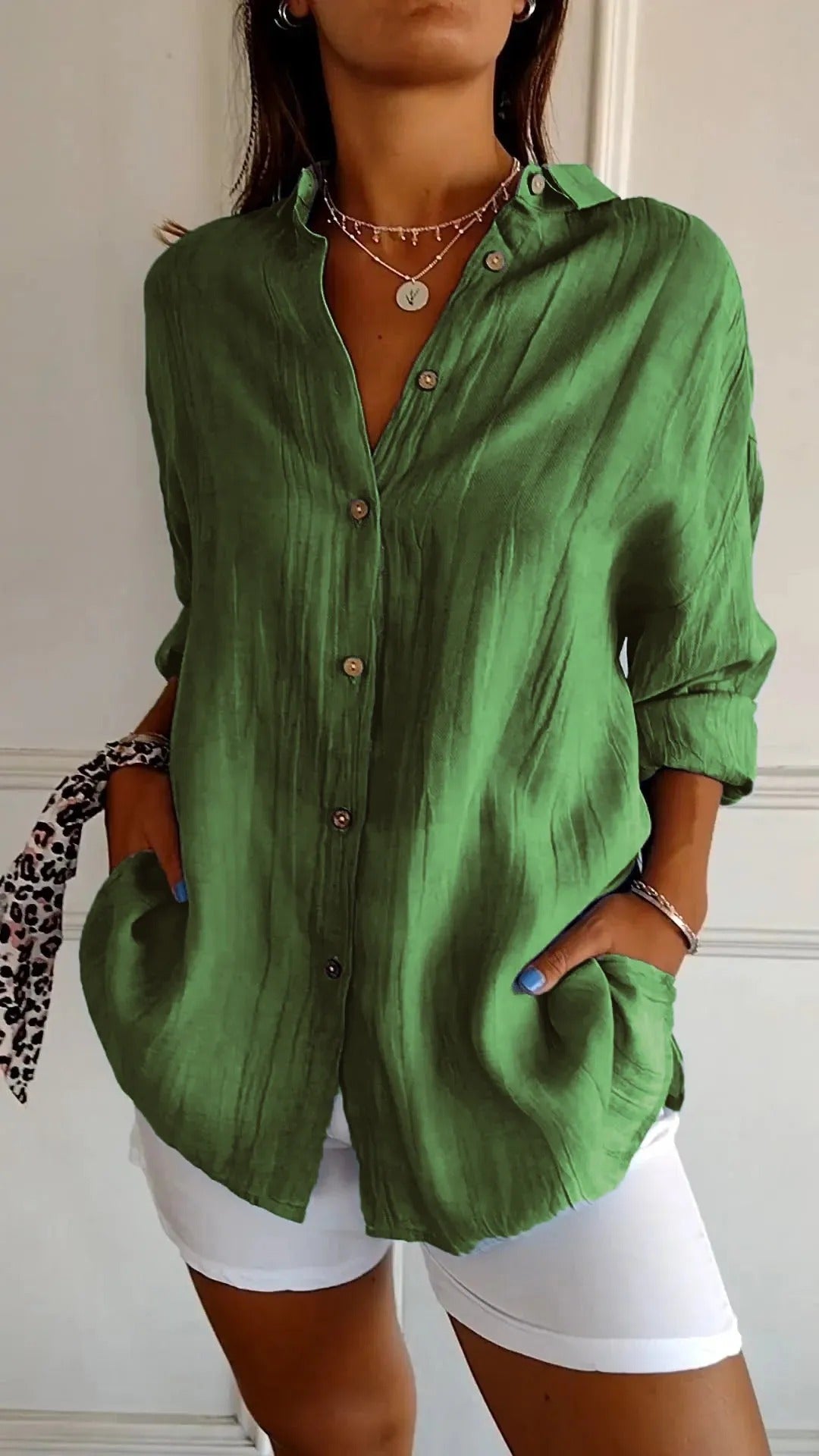 Eyén™ - Pleated Button-Up Shirt