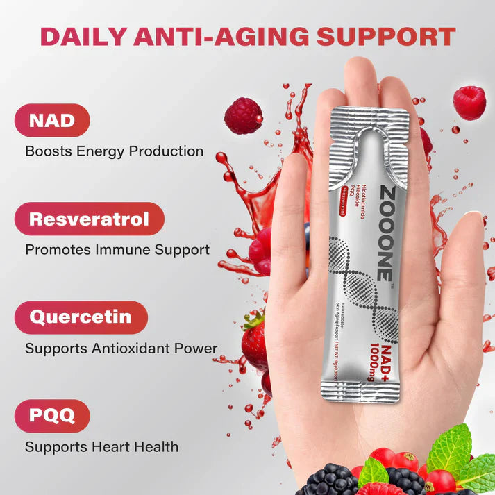 ZOOONE NR1000 - NAD+ Berry Flavor Drink Mix for Skin Aging Support, Energy, and Focus - 30 Pack