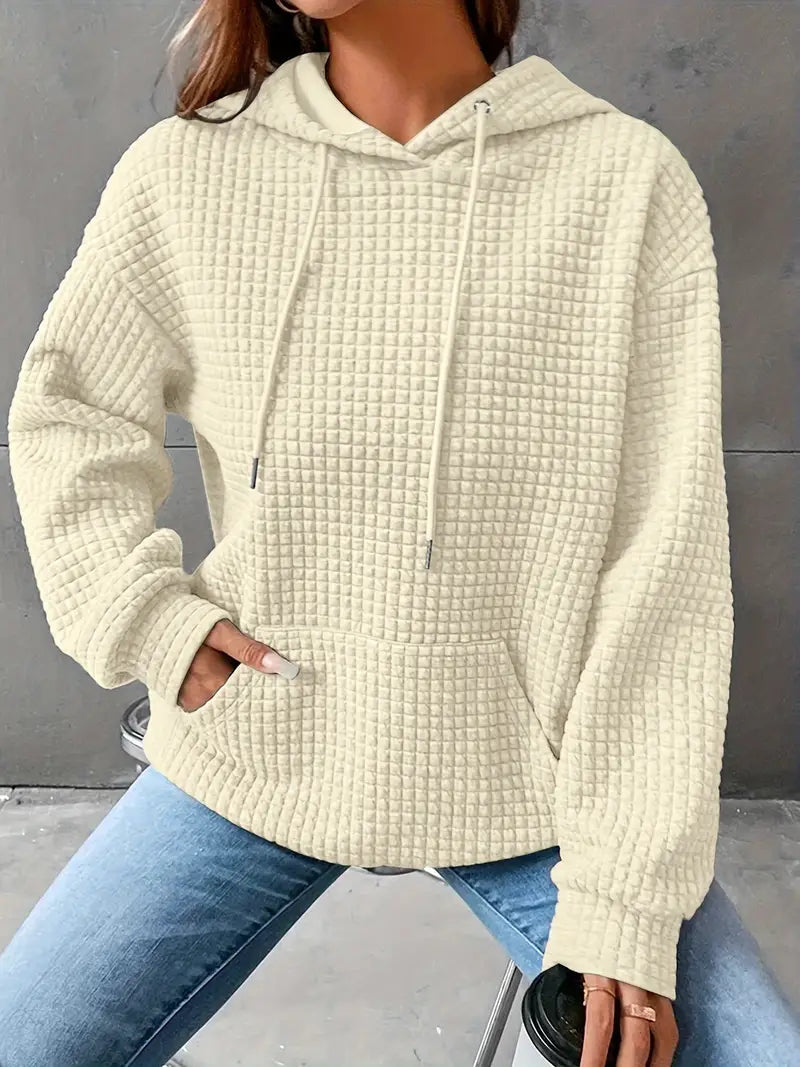 Tiana - Waffle Knit Hoodie Sweatshirt