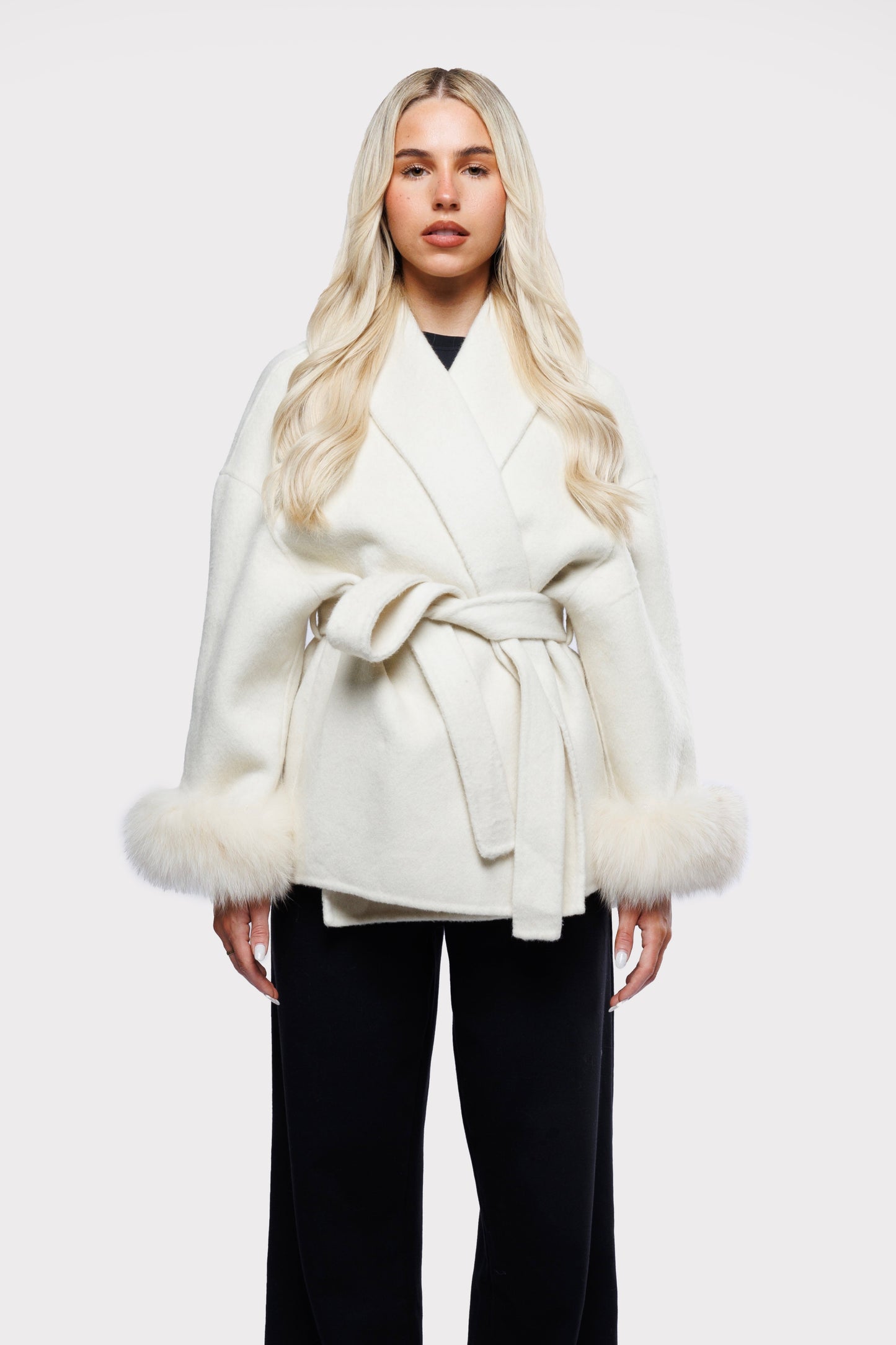 Nevaeh™ - Elegant Short Crossed Coat