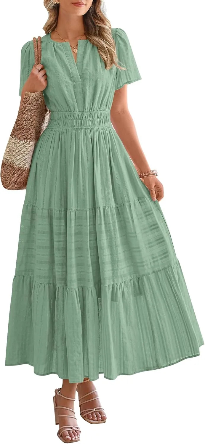 Breina™ - Bohemian Midi Beach Dress