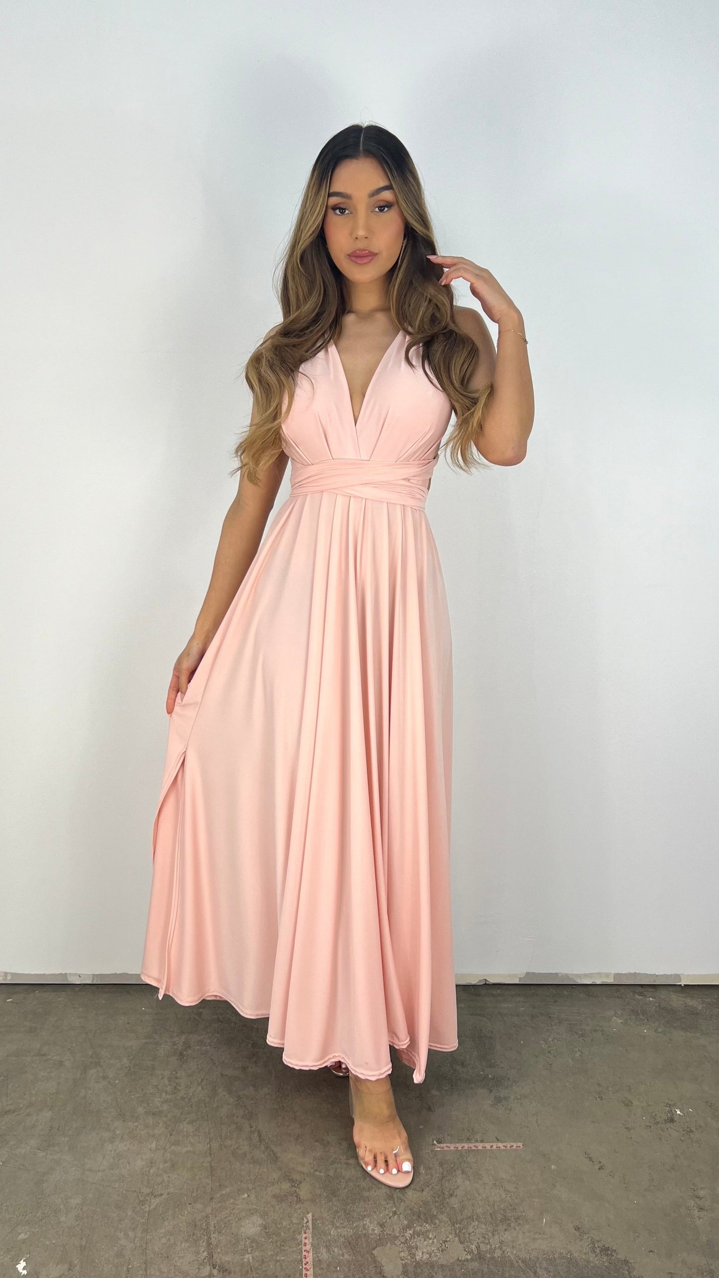 Sarisha™ - Elegant Long V-Neck Dress