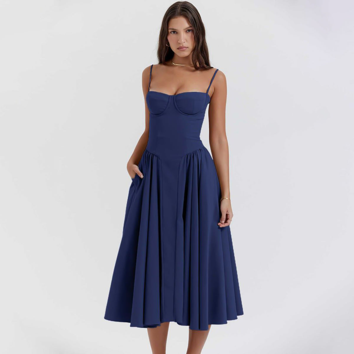 Brisa™ - Ballerina Twill Corset Midi Dress