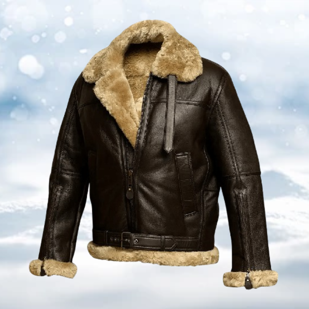 Rocky™ - Men's Leather Jacket with Fleece Lining for Winter
