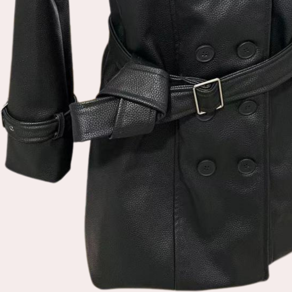 Soraya™ - Elegant Faux Leather Coat