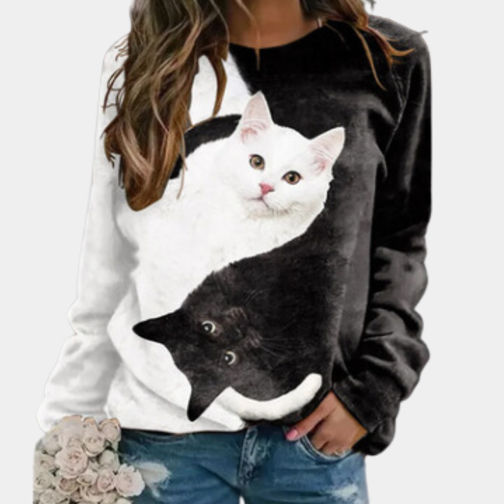 Rina™ - Sweater with Cat Print