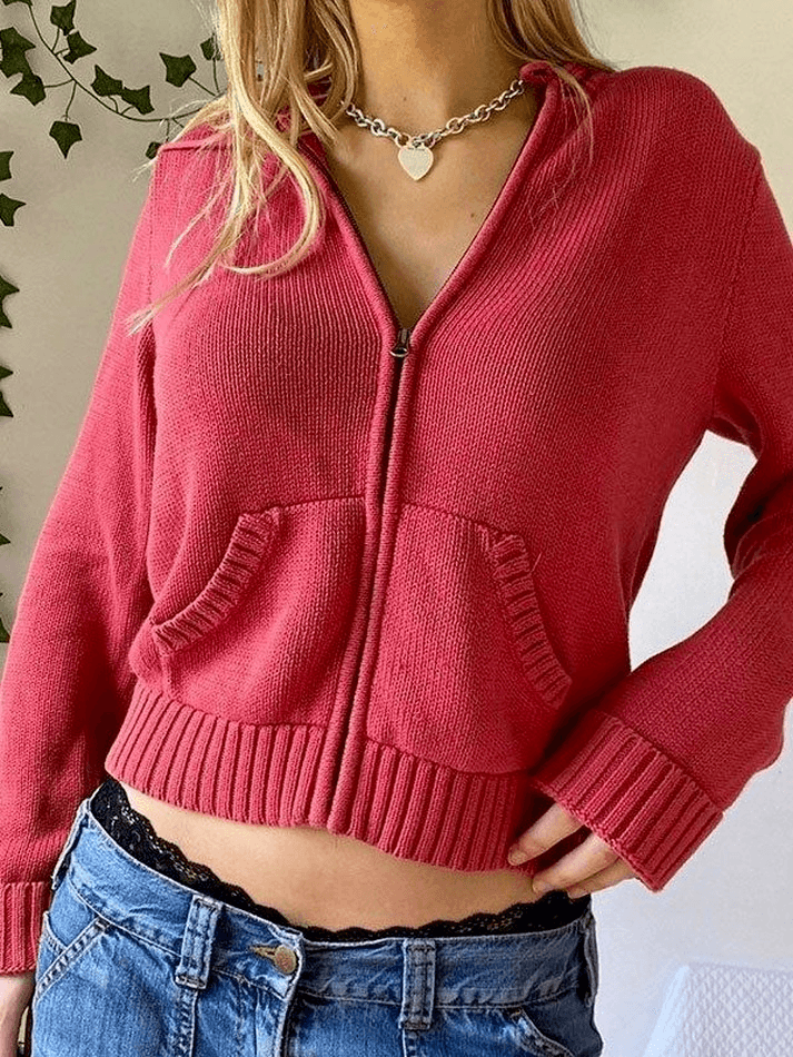 Luna | Knitted Cardigan with Zip and Hood