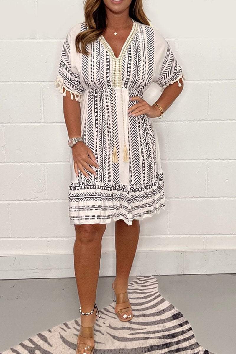 Aurora™ - Casual Printed V-Neck Dress