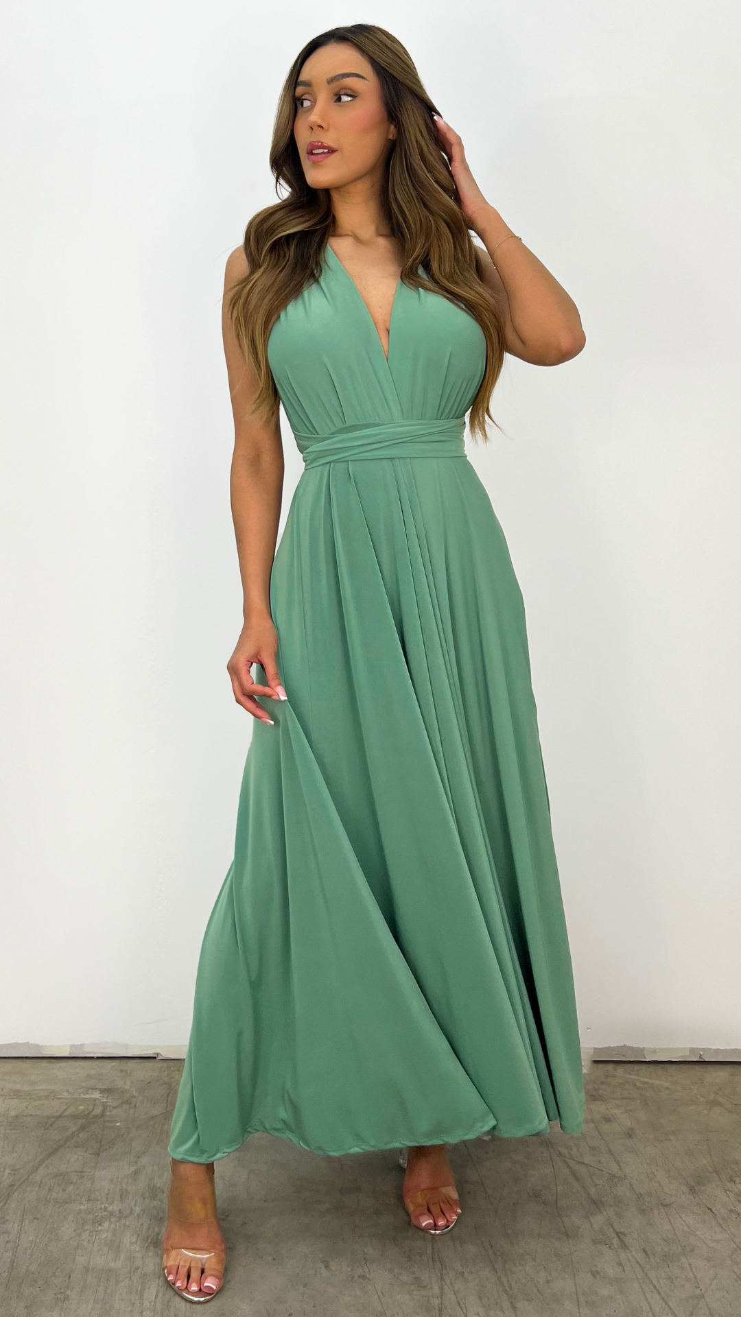 Sarisha™ - Elegant Long V-Neck Dress