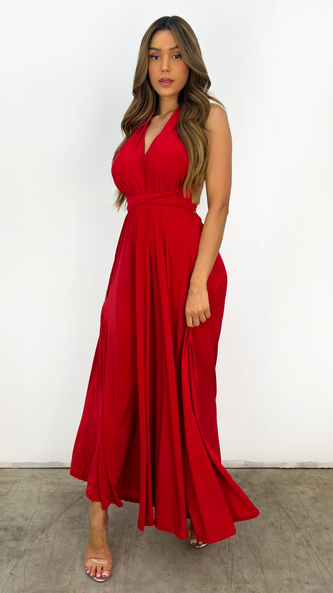 Sarisha™ - Elegant Long V-Neck Dress