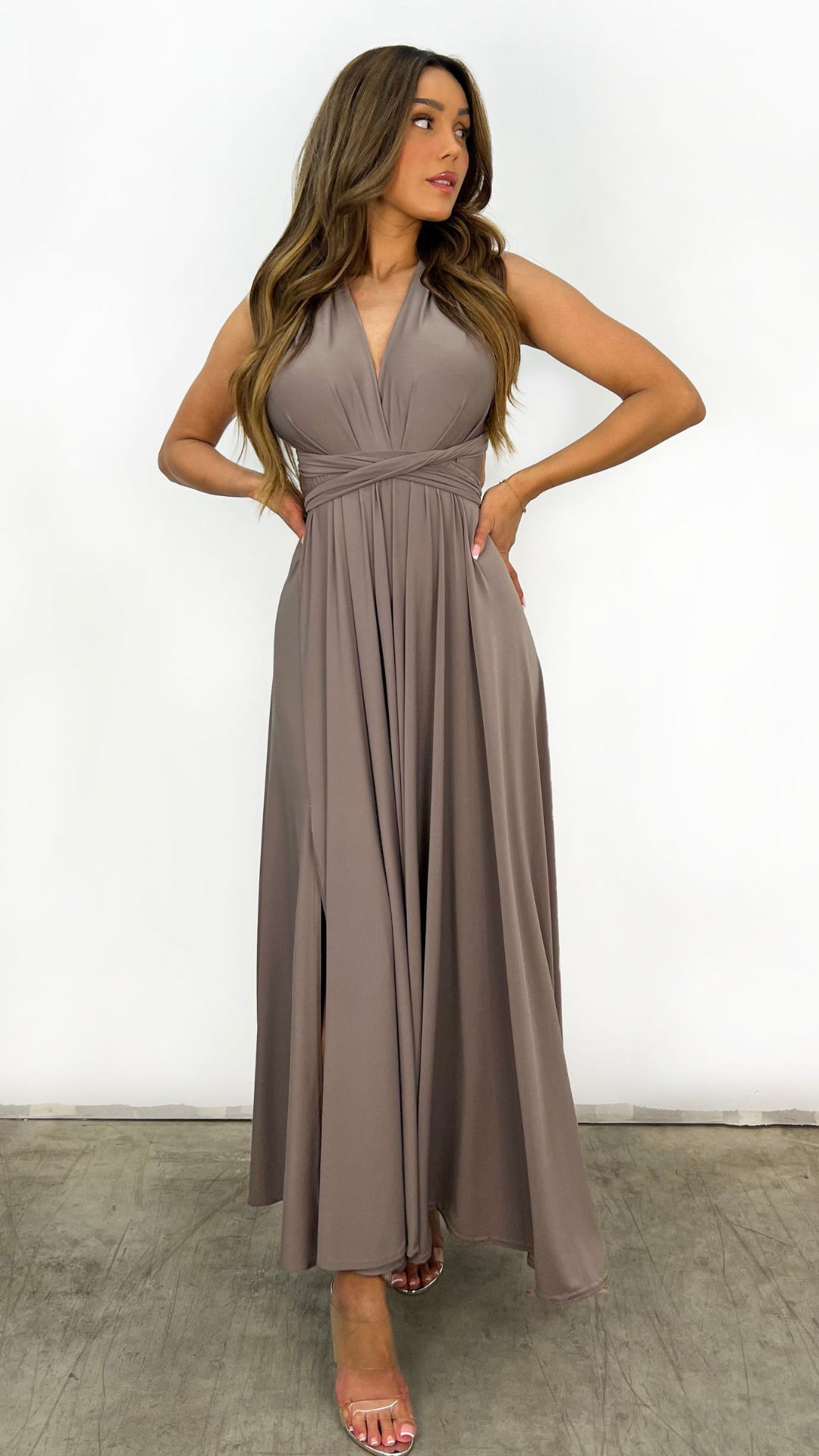 Sarisha™ - Elegant Long V-Neck Dress