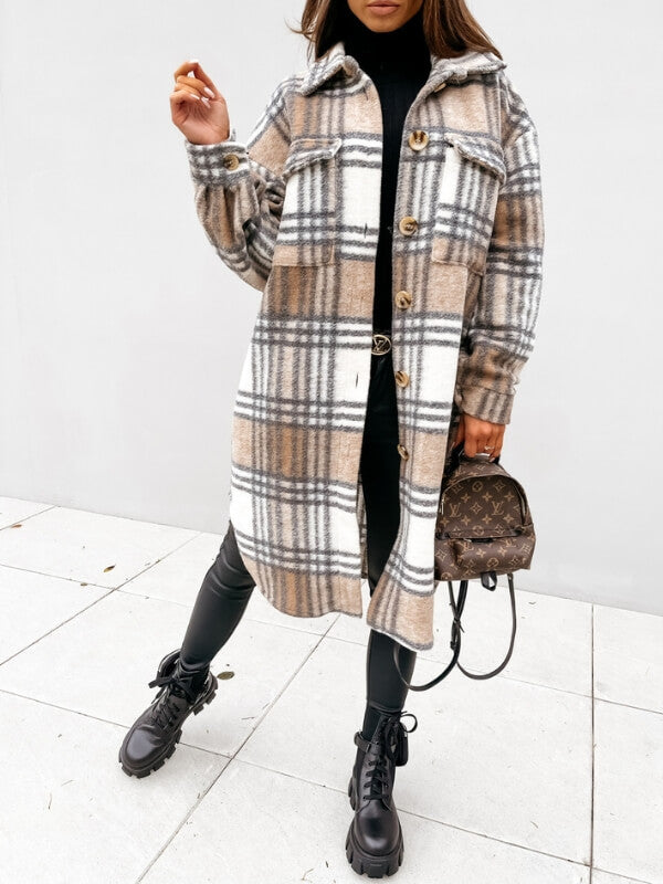 Cinzia™ - Oversized Check Coat for Women