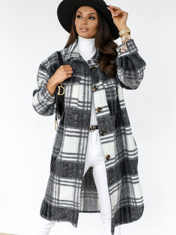 Cinzia™ - Oversized Check Coat for Women