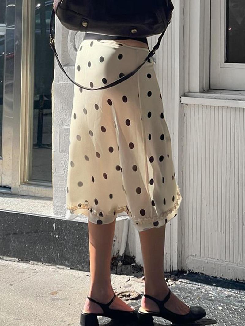 Kyomi - Midi Skirt with Polka Dot Print