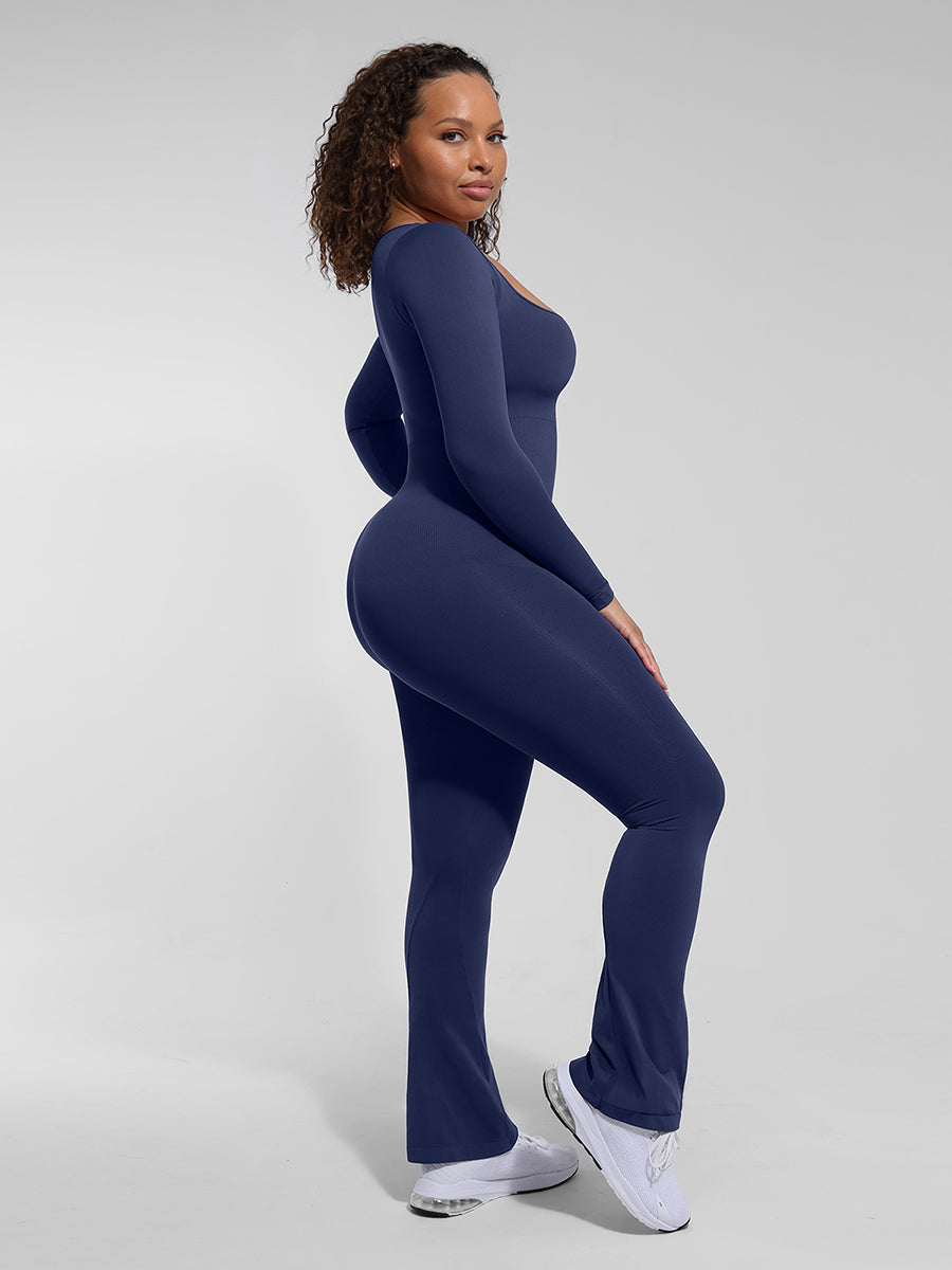 Brooke™ - Long Sleeve Tummy Control Flared Jumpsuit