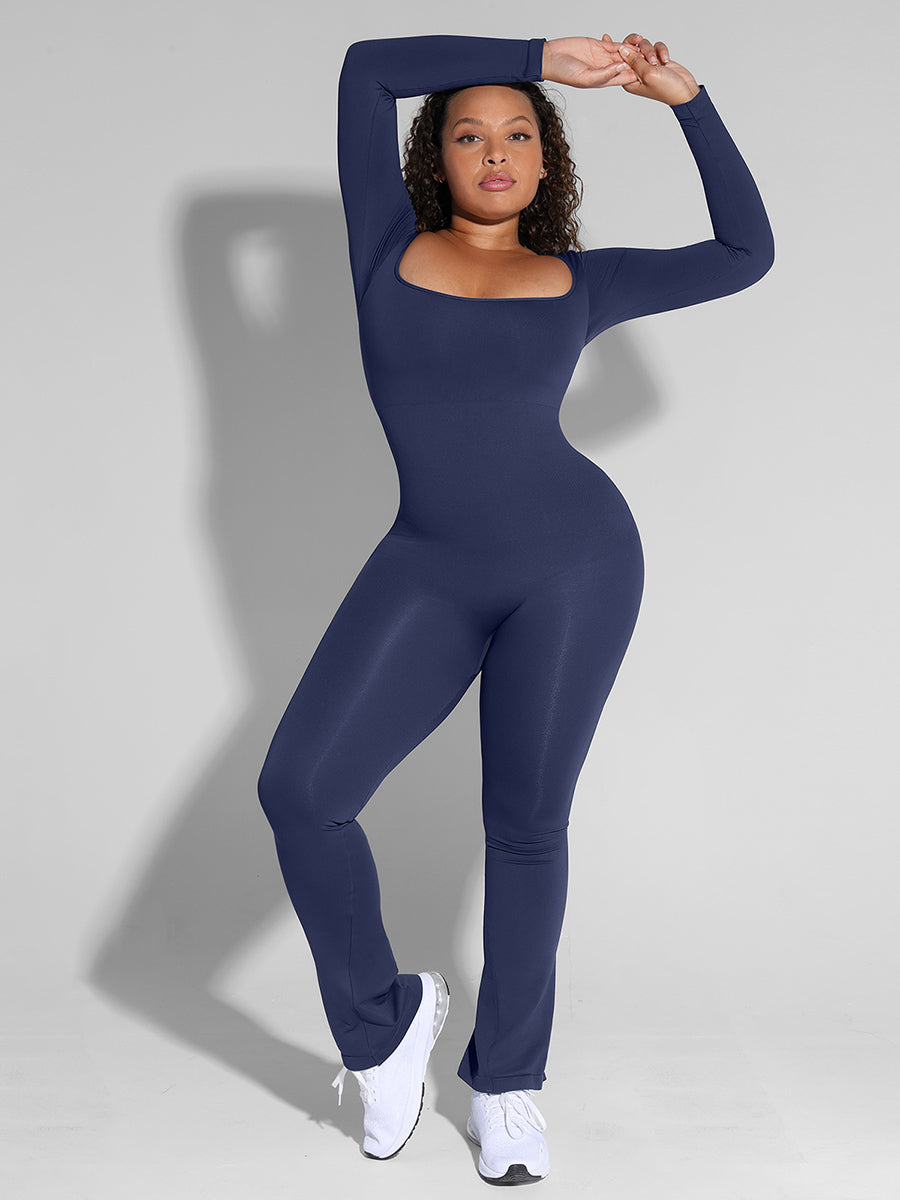 Brooke™ - Long Sleeve Tummy Control Flared Jumpsuit