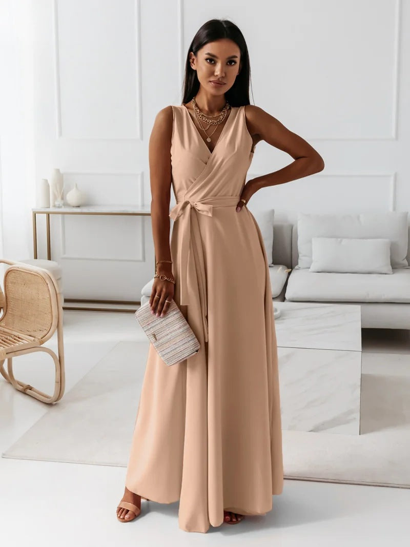 Gardenia™ - Elegant Long Dress with V-Neck