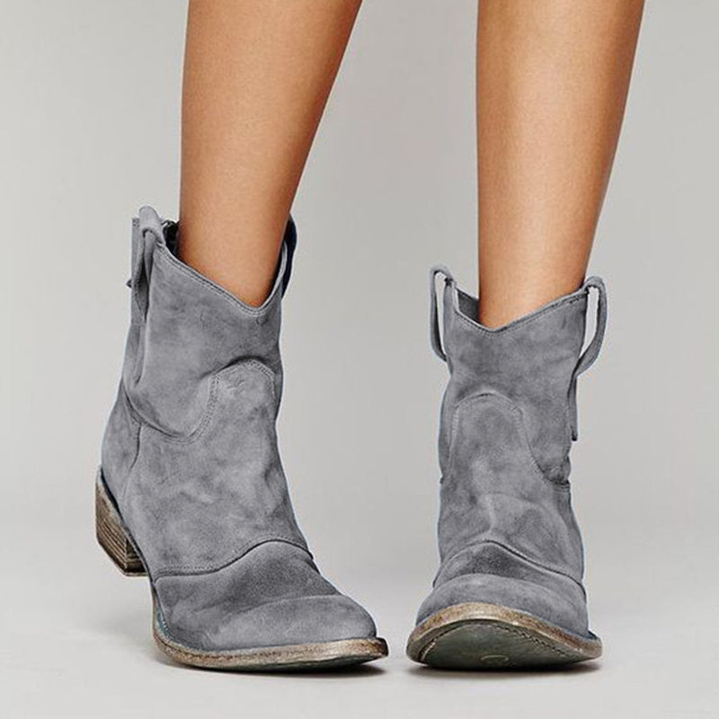Violet - Cowboy-Style Ankle Boots