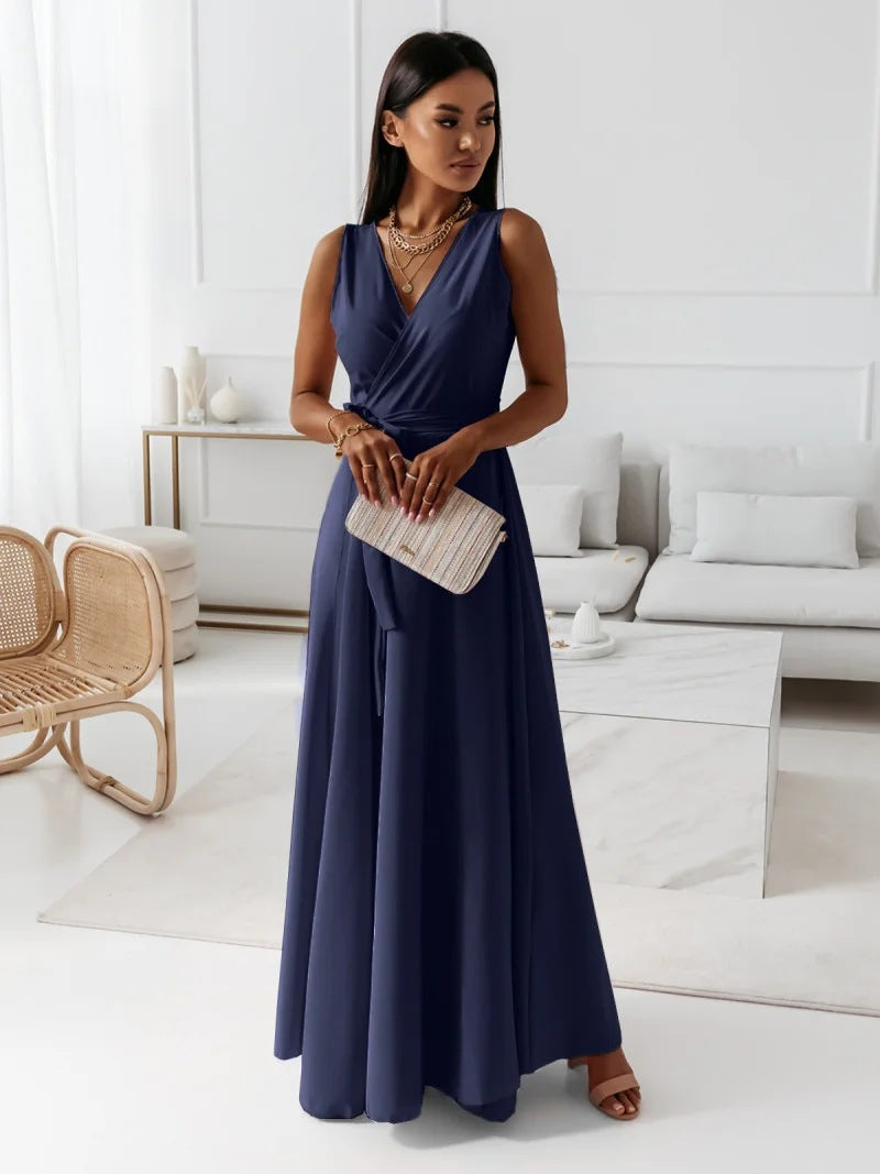 Gardenia™ - Elegant Long Dress with V-Neck