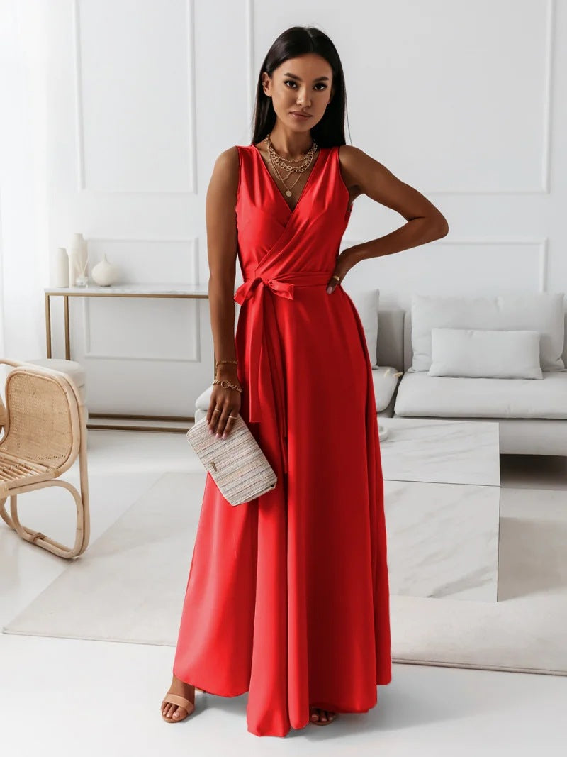 Gardenia™ - Elegant Long Dress with V-Neck