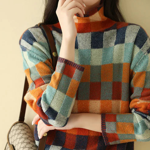 Pamela - Mosaic turtleneck pullover