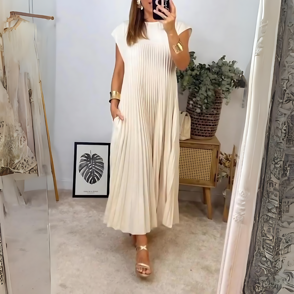 Olena™ - Long Pleated Dress