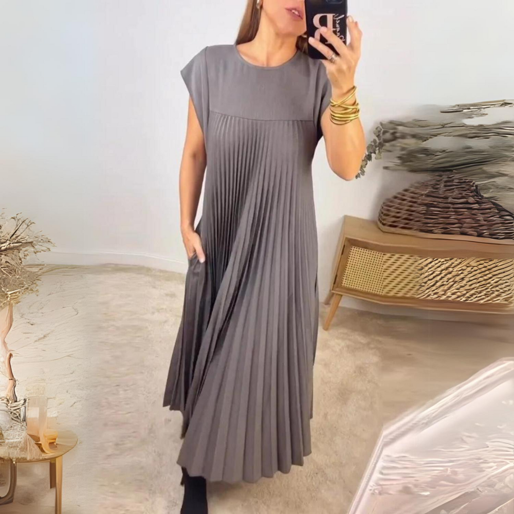 Olena™ - Long Pleated Dress