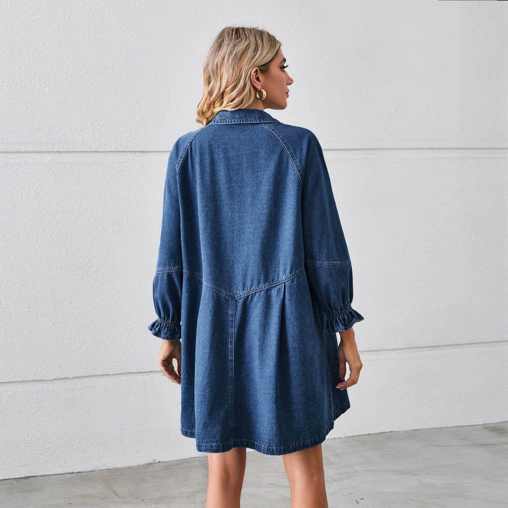 Marilin™ - Denim Dress with Puff Sleeves