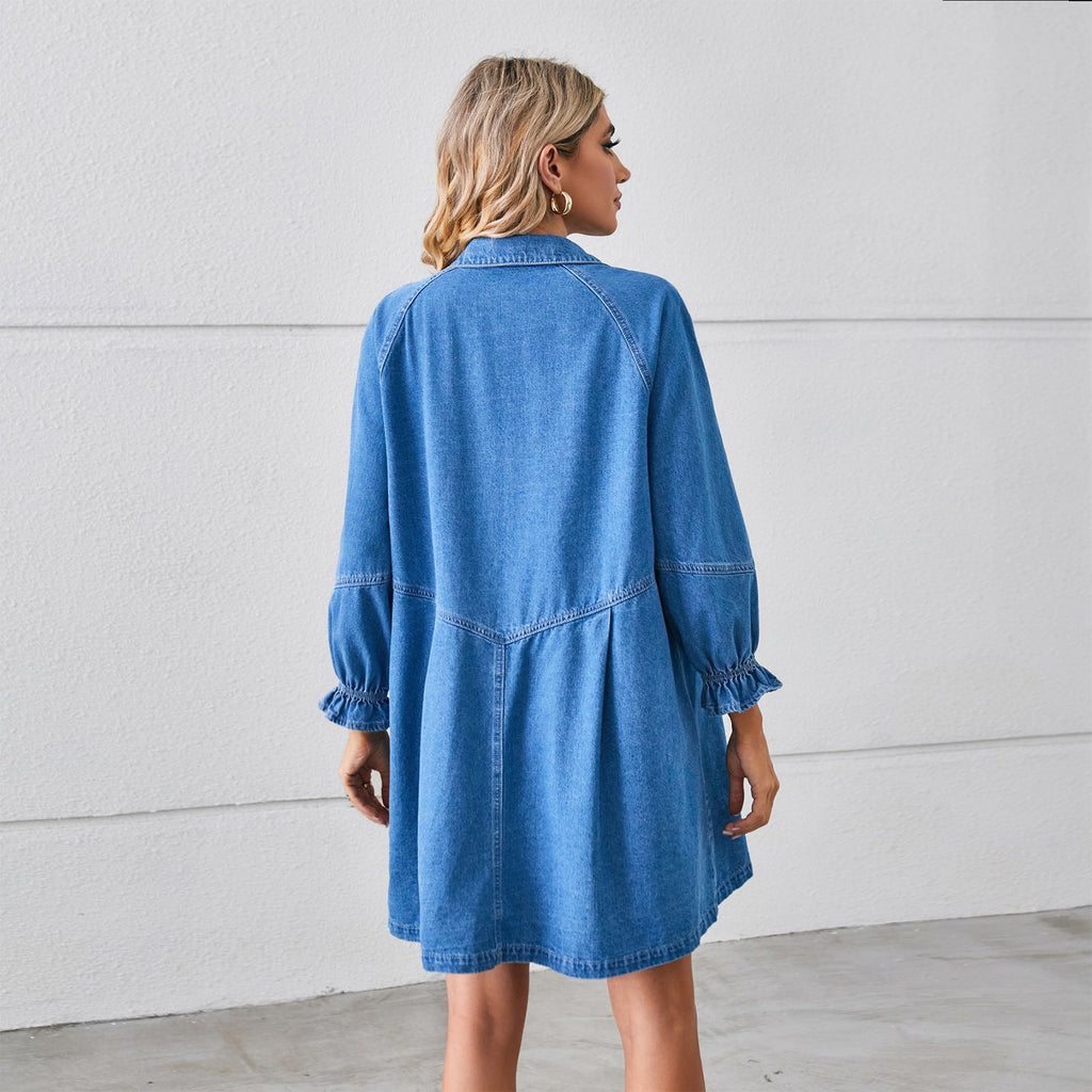 Marilin™ - Denim Dress with Puff Sleeves