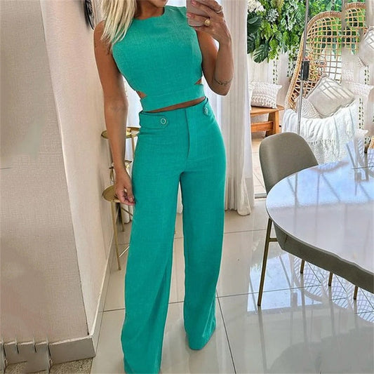 Chiara™ - High-Waisted Trousers and Top Set