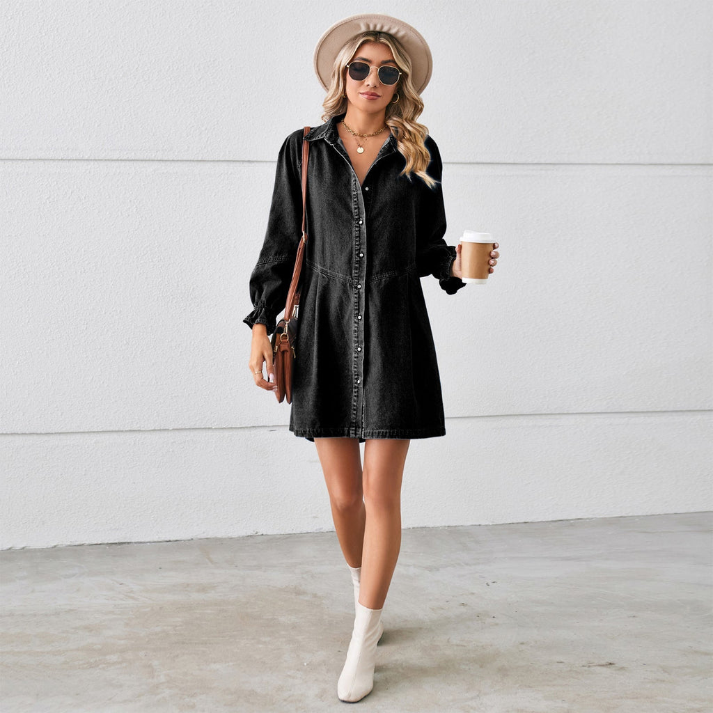 Marilin™ - Denim Dress with Puff Sleeves
