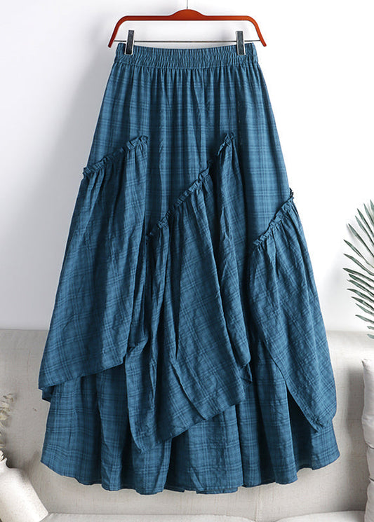 Alheli™ - A-Line Checkered Skirt with Patchwork
