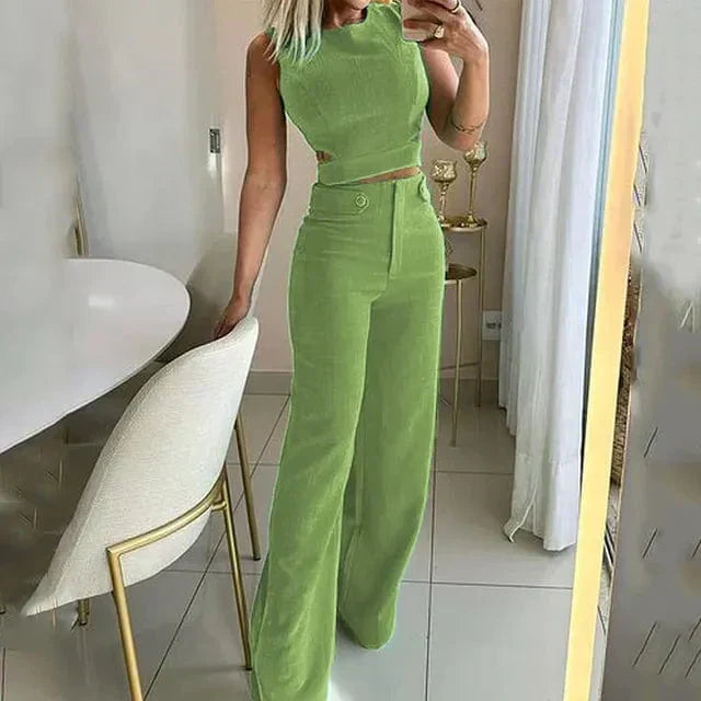 Chiara™ - High-Waisted Trousers and Top Set