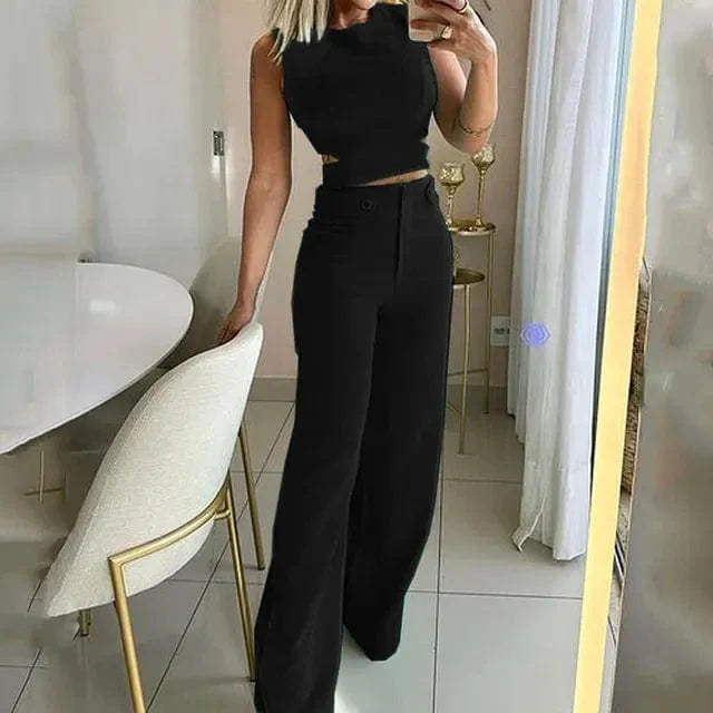 Chiara™ - High-Waisted Trousers and Top Set