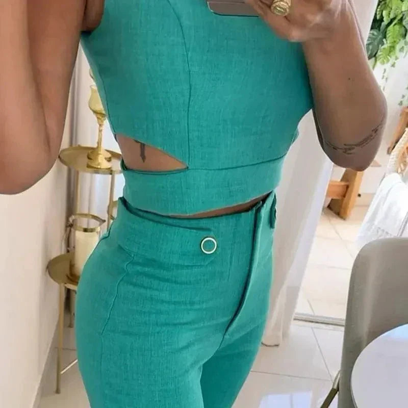 Chiara™ - High-Waisted Trousers and Top Set